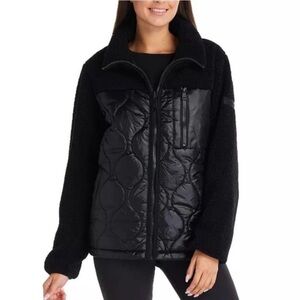 Koolaburra By UGG Mixed Media Fleece Quilted Jacket Black Jacket Fleece Size XL